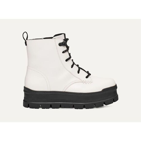 UGG Women's White Black Sidnee Waterproof Platform Lug Combat Boots Size 9 NWOT - Picture 2 of 13